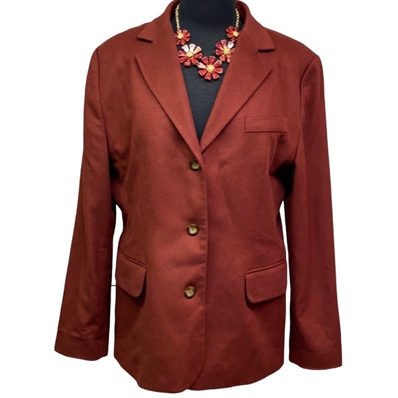 LL Bean Rust Brown Cashmere Wool Jacket - Picture 1 of 4